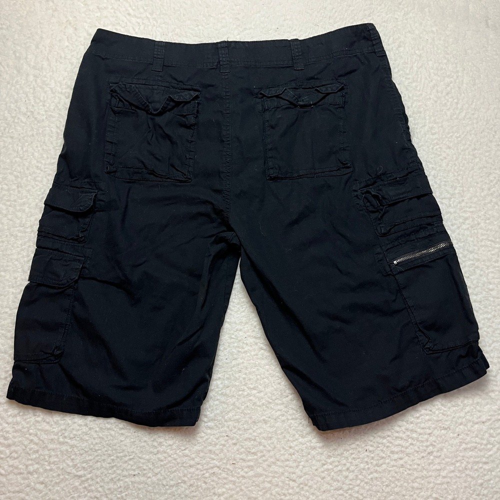 Plugg Cargo Shorts Mens 38 Black Ripstop Cotton Multi Pocket Utility Casual 4866 - Picture 6 of 8